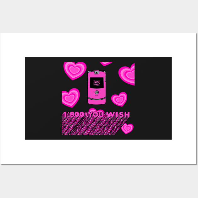 2000s aesthetic1(800)YOU-WISH pink razr phone typography Wall Art by Asilynn